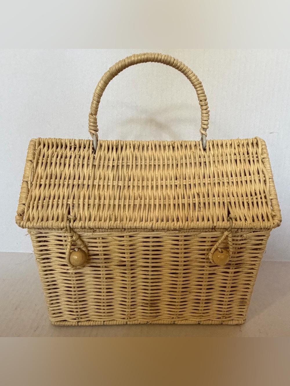 Woven Rattan House Casa Clutch Basket Bag Cottagecore Wicker Dollhouse Purse - Picture 4 of 6
